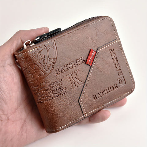 Baisoie Zip-Around Classic Leather Wallet – Compact, Stylish & Secure (11.5 x 9.5 cm)