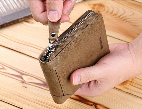 Classic Zip-Around Leather Wallet – Compact, Secure & Stylish (12 x 10 x 2.5 cm)