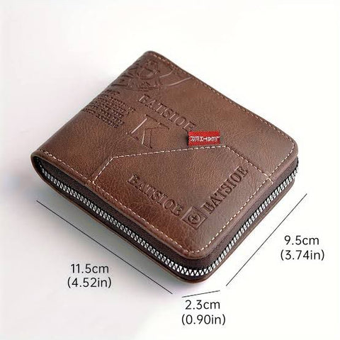 Baisoie Zip-Around Classic Leather Wallet – Compact, Stylish & Secure (11.5 x 9.5 cm)