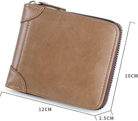 Classic Zip-Around Leather Wallet – Compact, Secure & Stylish (12 x 10 x 2.5 cm)