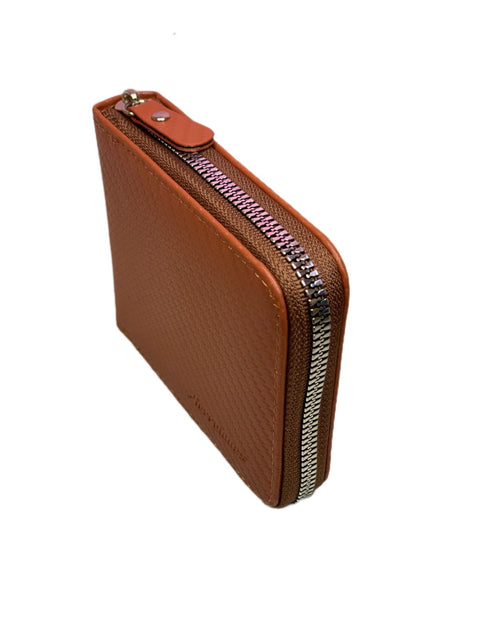 VOICE Men's Bi-Fold Wallet - Genuine Carbon Leather, Slim & Minimalist, Zip Coin Pocket Folded Wallet, Japan Style, Gift-Boxed (Black/Brown)